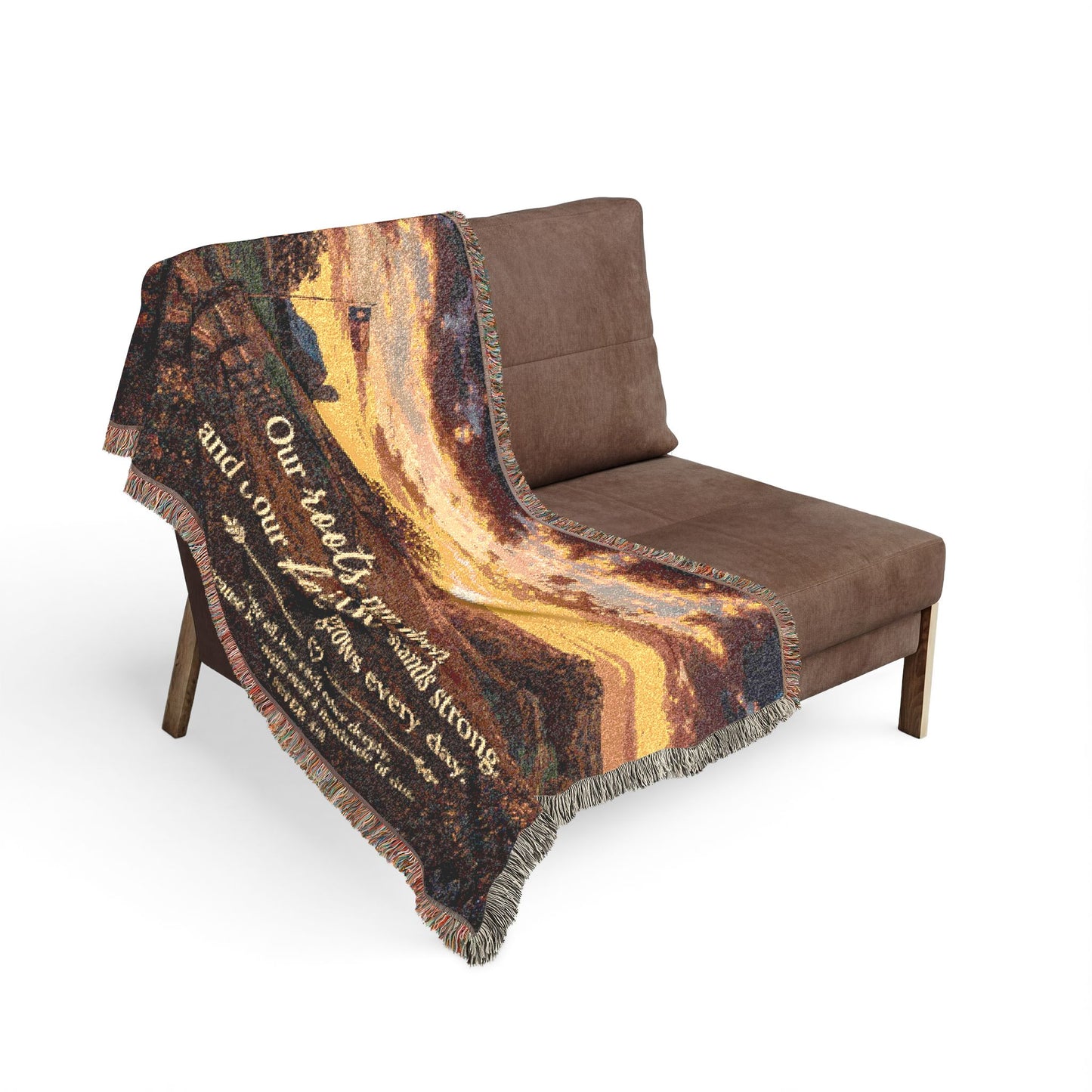 Sunrise Farm Landscape Woven Blanket | Inspirational Scripture Quote