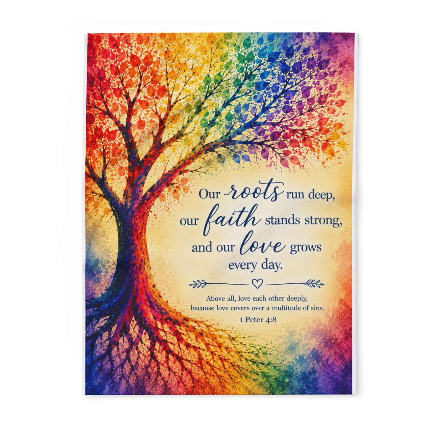 Rainbow Tree of Life Scripture Blanket | Arctic Fleece Blanket
