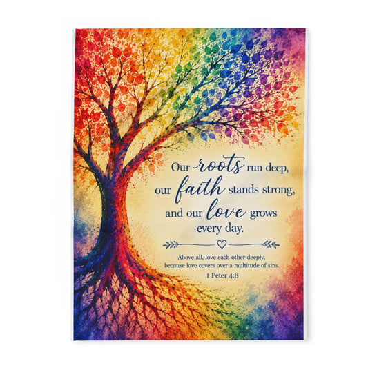 Rainbow Tree of Life Scripture Blanket | Arctic Fleece Blanket