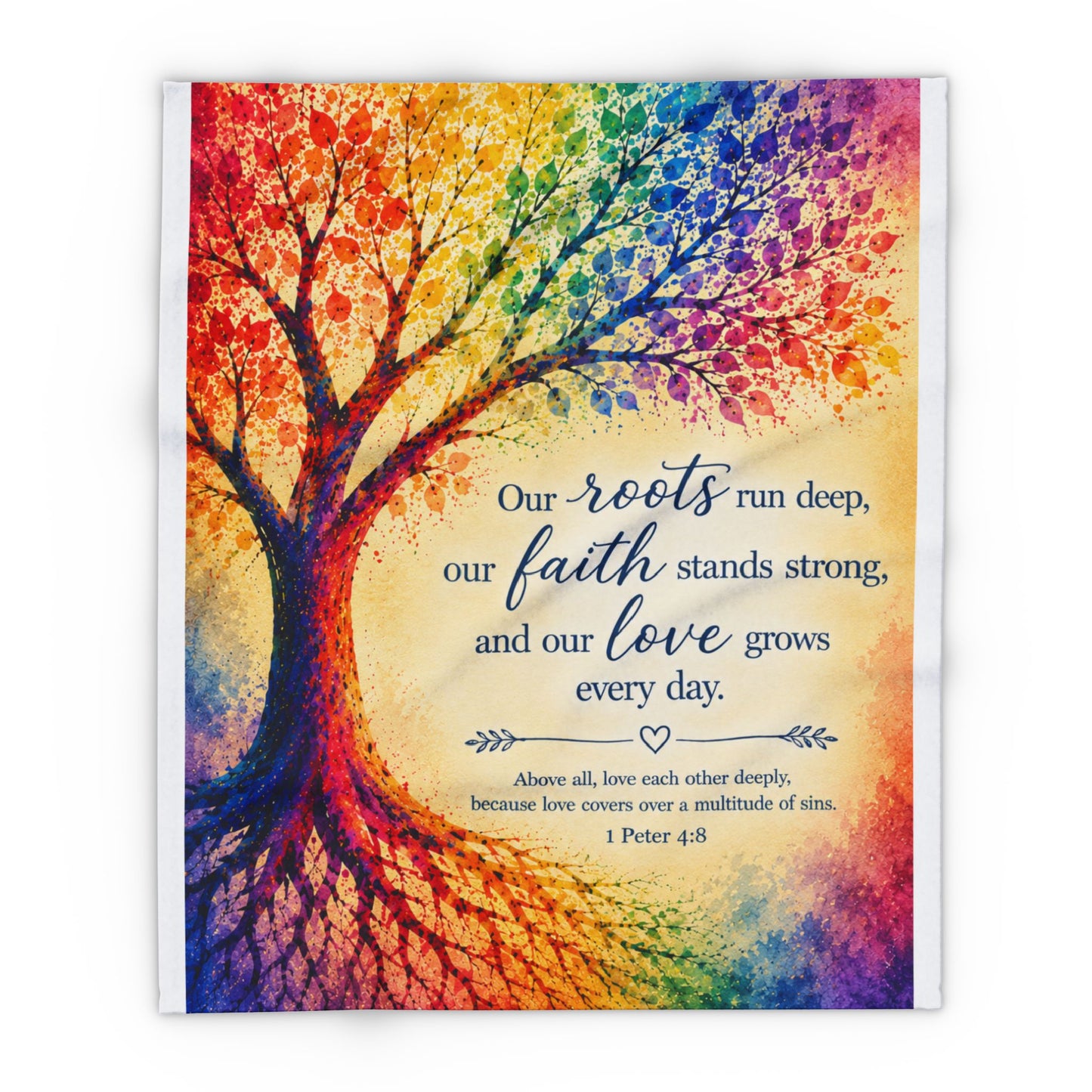 Rainbow Tree of Life Scripture Blanket | Arctic Fleece Blanket