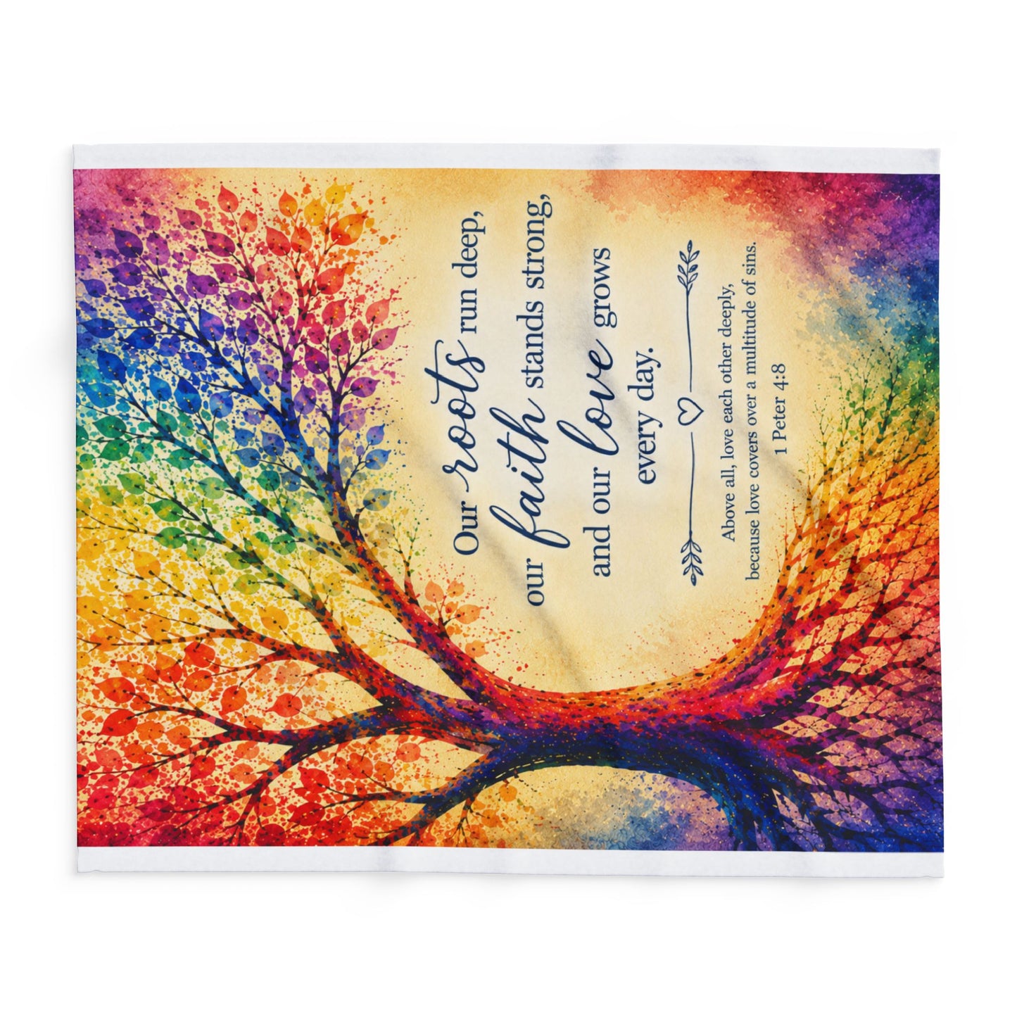 Rainbow Tree of Life Scripture Blanket | Arctic Fleece Blanket