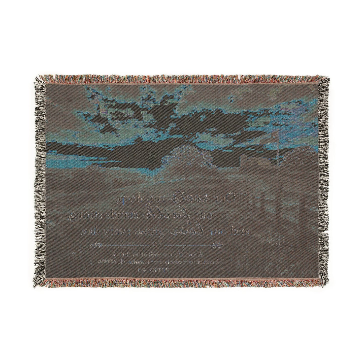 Sunrise Farm Landscape Woven Blanket | Inspirational Scripture Quote