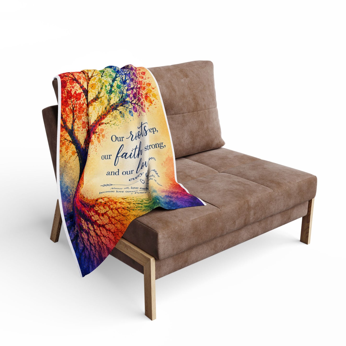 Rainbow Tree of Life Scripture Blanket | Arctic Fleece Blanket