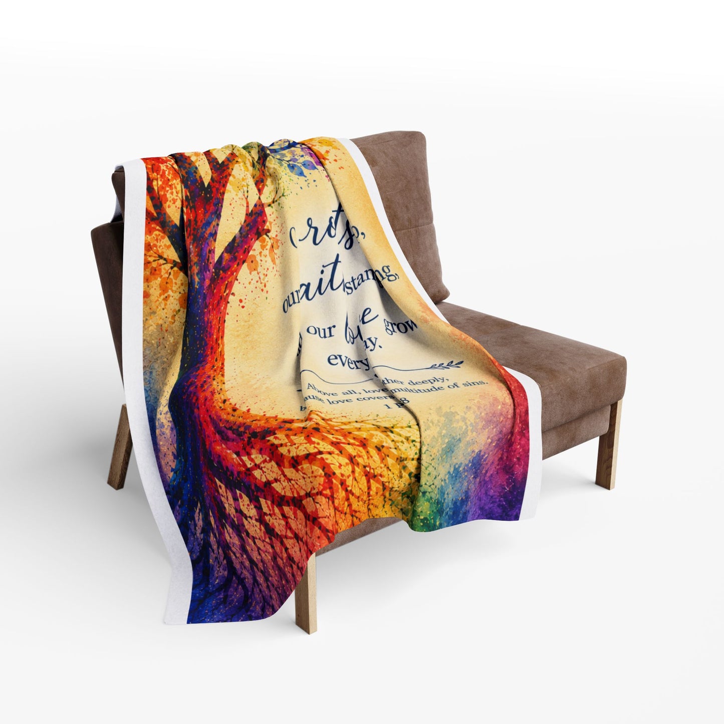 Rainbow Tree of Life Scripture Blanket | Arctic Fleece Blanket