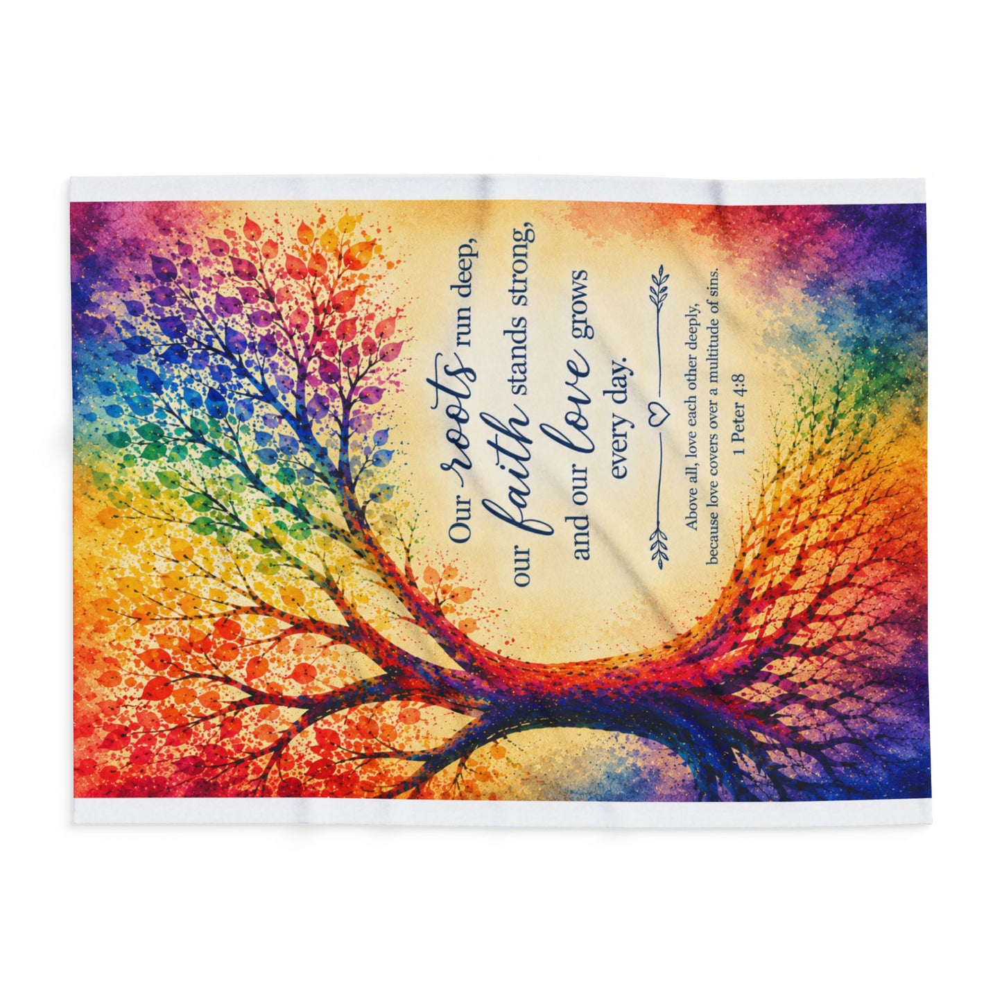 Rainbow Tree of Life Scripture Blanket | Arctic Fleece Blanket
