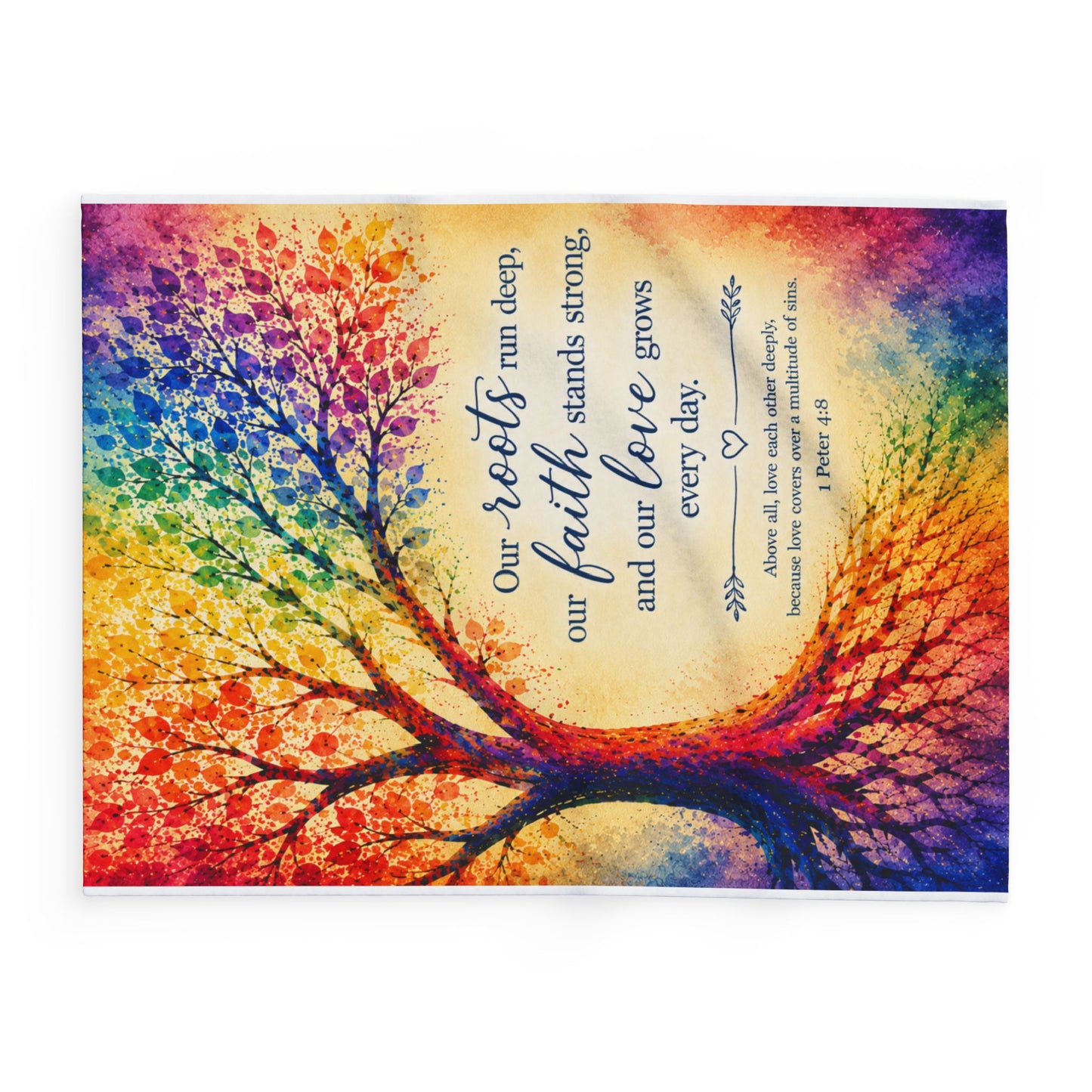 Rainbow Tree of Life Scripture Blanket | Arctic Fleece Blanket