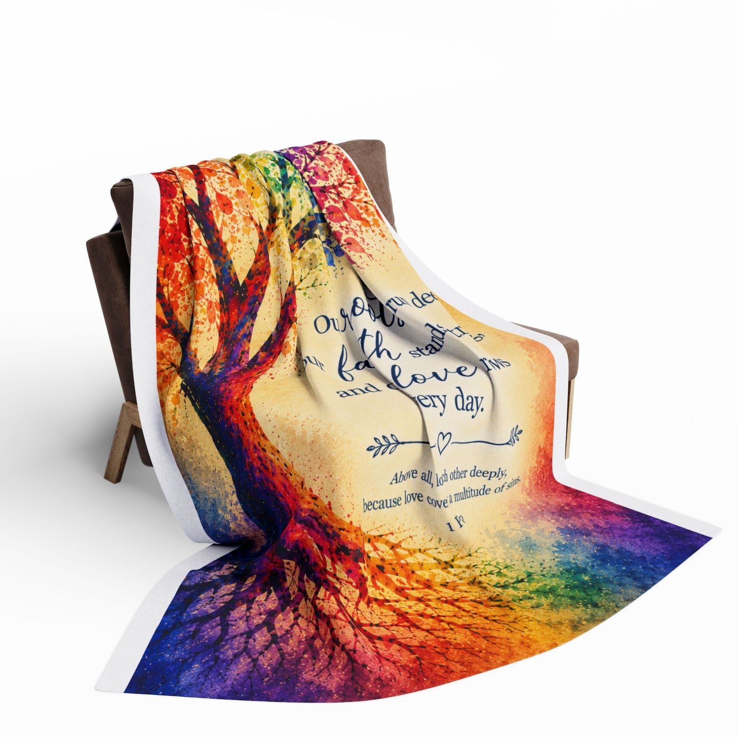 Rainbow Tree of Life Scripture Blanket | Arctic Fleece Blanket
