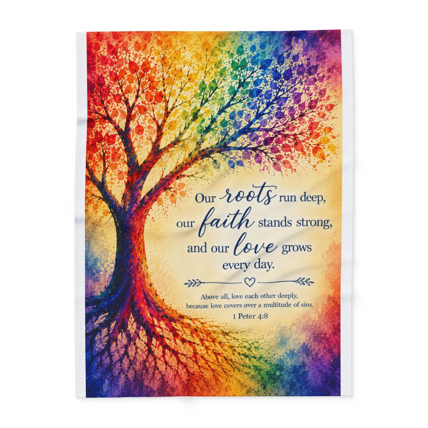 Rainbow Tree of Life Scripture Blanket | Arctic Fleece Blanket